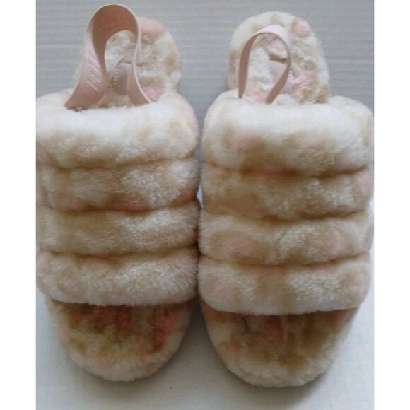 Ugg Platform Slippers Womens 8 Light Pink-Tan Cheetah Print Beautiful Soft Fuzzy - Picture 12 of 16